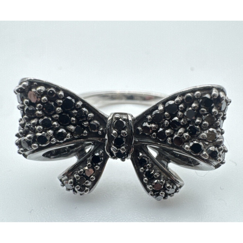 Designer Supreme Jewelry Marcasite Bow Ring Size 9-Sterling Silver 6g